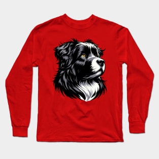 Stunning and Cool Bouvier des Flandres Monochrome and Gold Portrait for Father's Day Long Sleeve T-Shirt